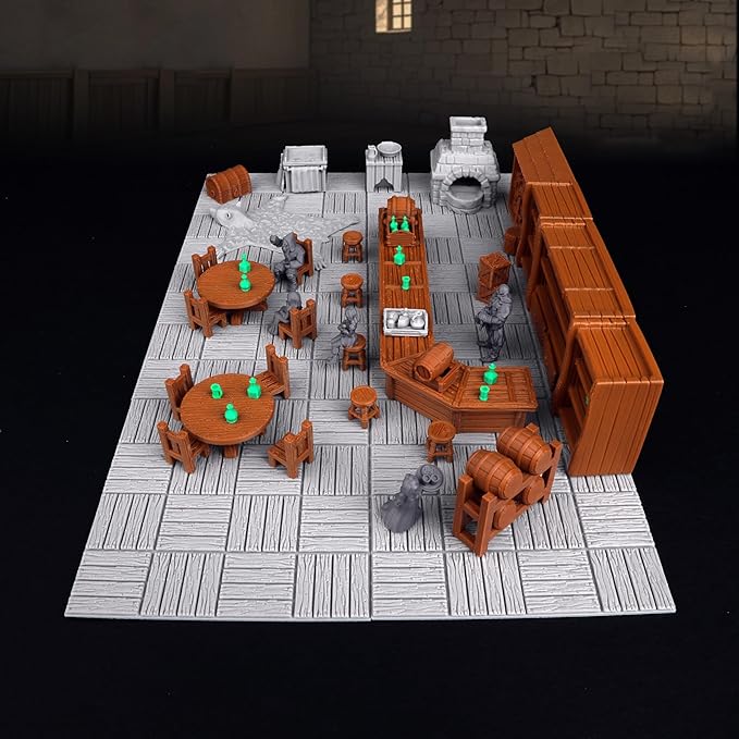 74 Pcs Tavern Bar Furniture RPG Terrain Set – Detailed DND Accessories - Image 7