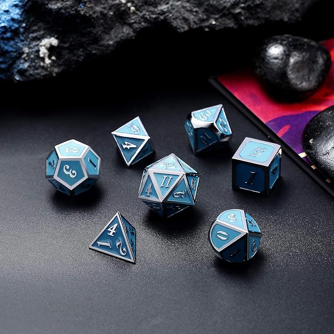 DnDnD Glowing DND Metal Dice Set, Luminous Blue Metal Dice - Image 8