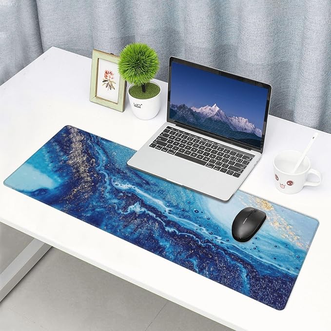 Mouse Pads Navy Blue Gold Modern Abstract Marble Large Mouse Pad, Gaming - Image 9