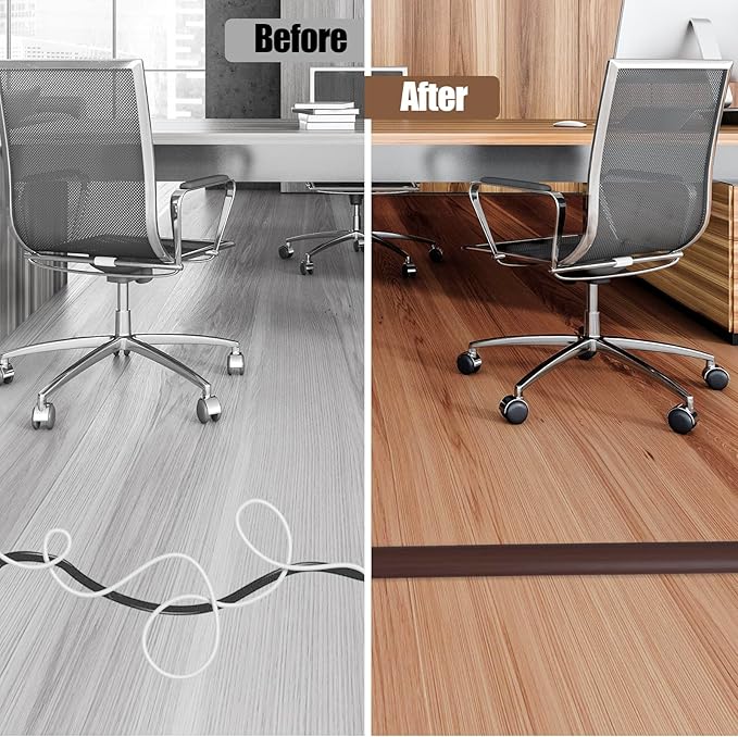 Floor Cord Cover Cavity 0.8"x0.37" Self Adhesive Cord Hider, 3.3FT Low Profile - Image 5