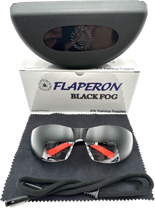 Flaperon Black Fog Foggles for Pilot Training, Adjustable Band, Embossed Hard - Image 2