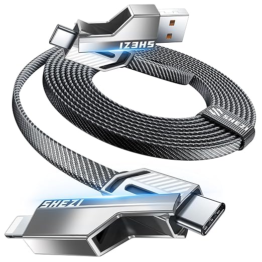 4-in-1 USB C Cable 45W 3FT Lightning Cable Fast Charging Flat Nylon Braided - Image 8