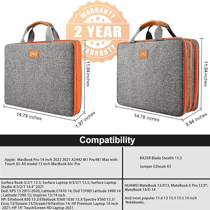 ZINZ Slim Expandable 13 13.3 13.6 14 Laptop Case Sleeve Compatible - Image 2