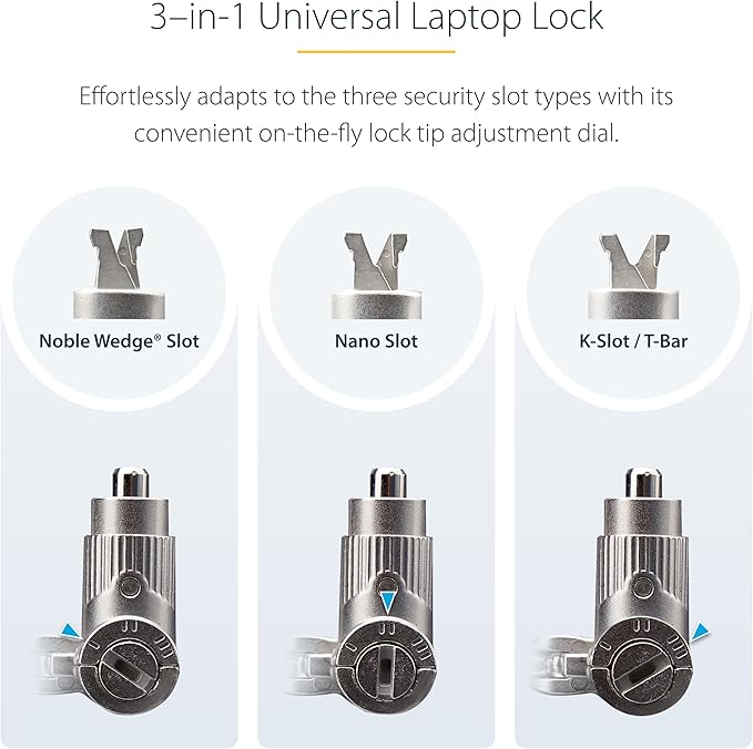 StarTech.com Universal Laptop Lock 6.6ft, Security Cable - Image 2