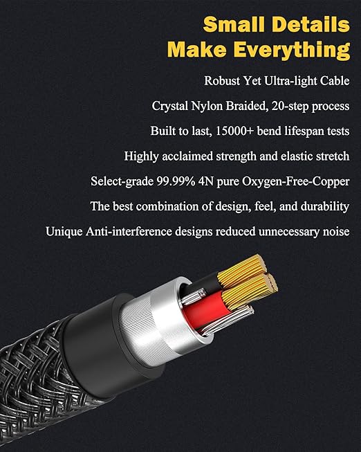 3.5mm Headset Splitter for PC 2 Pack, Crystal-Nylon Braid Female to Dual 3.5mm - Image 6