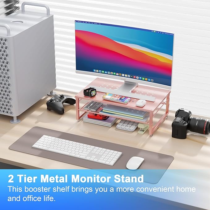 gianotter 2-Tier Metal Monitor Stand Riser, Desk Organizer - Image 2