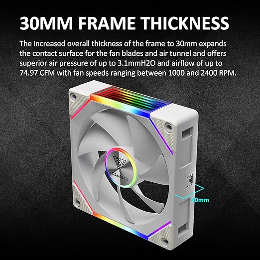 GAMDIAS Aeolus P2-1203U 120mm ARGB PWM Fan, Include Reverse Fan Blade x3 - Image 7