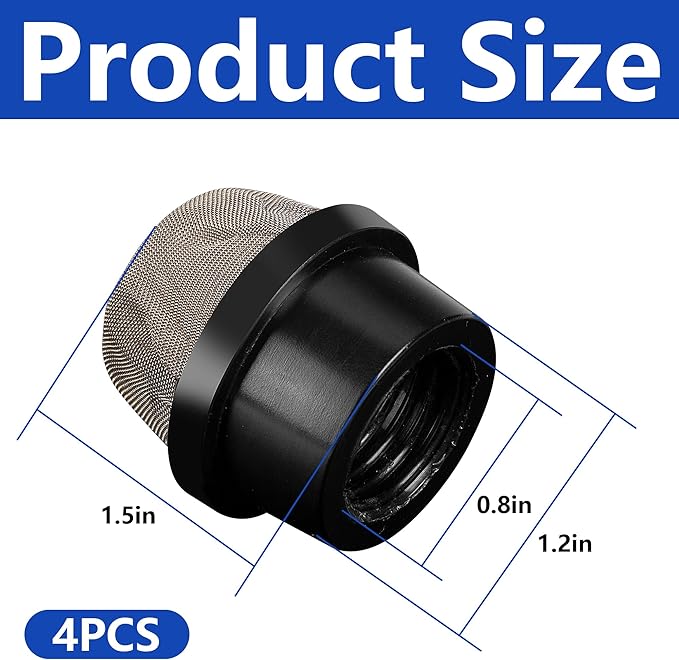 DECOHS 4 Pcs 190106Z Air Bleeder Screen Cap- Stainless Steel Screen Filter Cap - Image 2