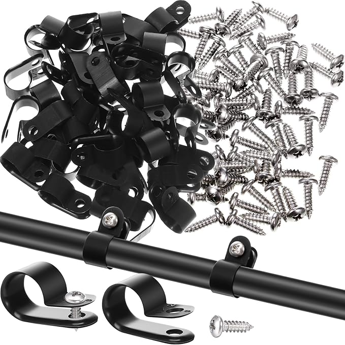 Hicarer 50 Pack R-Type Cable Clip Wire Clamp, Nylon Screw Mounting Cord by Hicarer