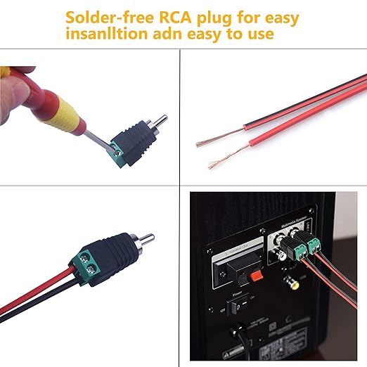 RCA Plugs for Speaker Wire, RCA to AV Screw Terminal Connector, Phono RCA Male - Image 7