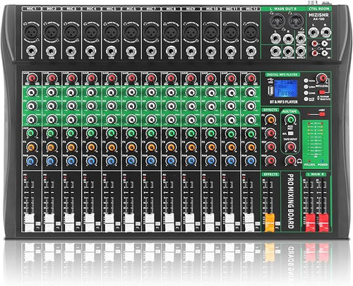 12 Channel Audio Mixer, Professional DJ Mixer Board Sound Music Mixing Console by MIZISNR