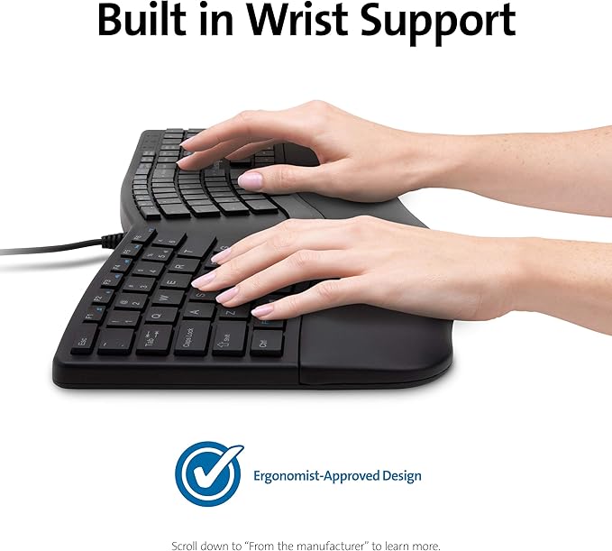 Kensington Pro Fit Ergonomic Wired Keyboard- Black - Image 4