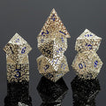 Silver Metal Hollow DND Dice Set Metallic Luster Maze Design by Unknown