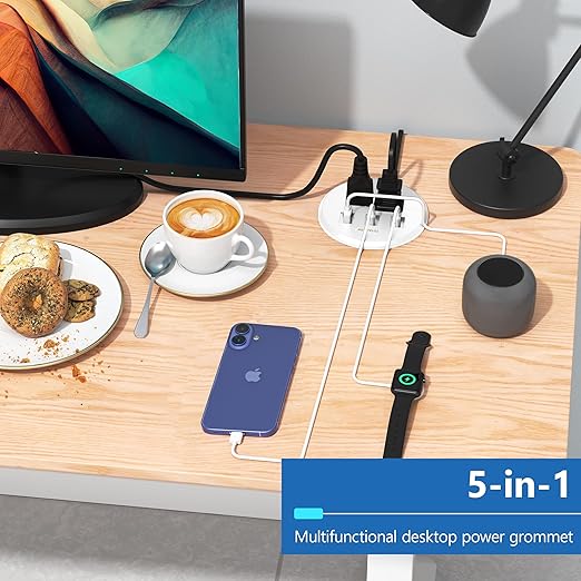 LIDER PD 65W GaN Technology Desktop Power Grommet, Power Delivery, USB-A and 2 - Image 3