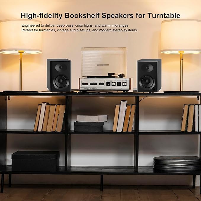 Bookshelf Speakers with Deep Bass, 80W Peak Output HiFi Gaming Computer Speakers - Image 2