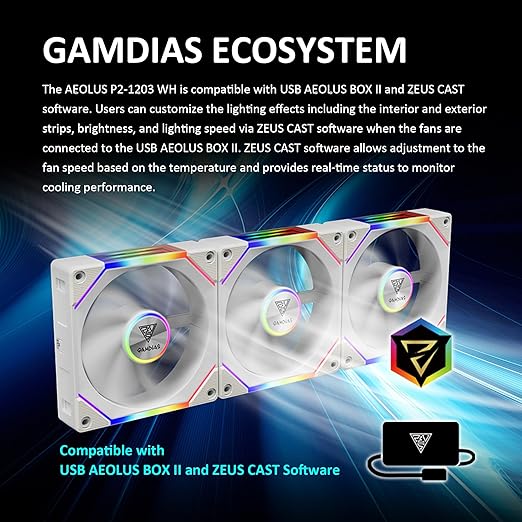 GAMDIAS Aeolus P2-1203U 120mm ARGB PWM Fan, Include Reverse Fan Blade x3 - Image 11