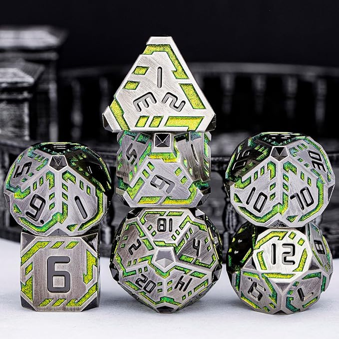 Metal DND Sci-fi Dice Set 7PCS Stripe Polyhedral Dice - Image 2