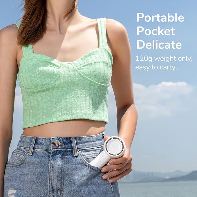 JISULIFE Mini Portable Fan-Bladeless Safe Design, Powerful Turbo Handheld Fan - Image 3