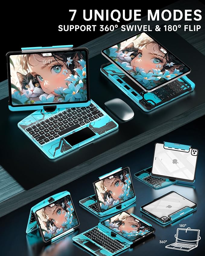 Intermerge Clear Keyboard Case for iPad Pro 13" 2024 Only, 360° Swivel - Image 3