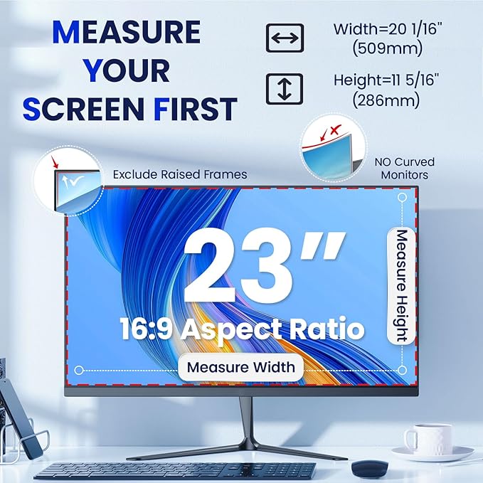 Magnetic Privacy Screen for Frameless Computer Monitor 23 Inch 16:9 Aspect Ratio - Image 7