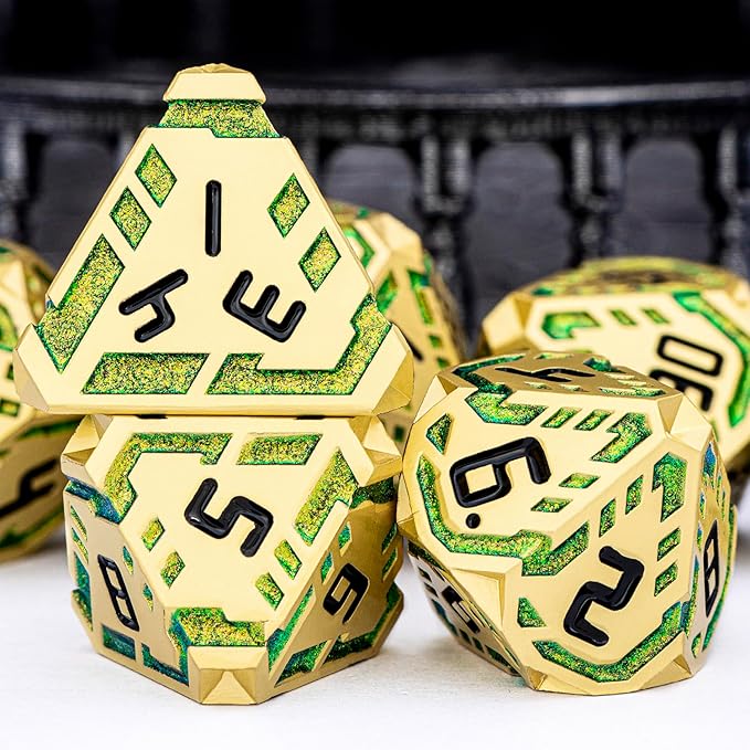 Metal DND Sci-fi Dice Set 7PCS Stripe Polyhedral Dice - Image 6