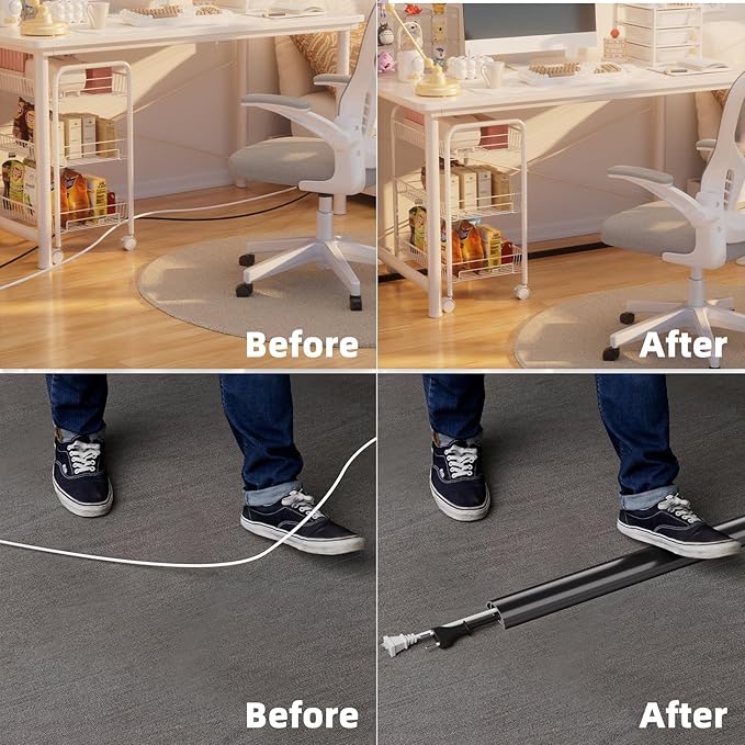 6ft Floor Cord Cover, Silicone Wire Hider, Hide Extension Cords, Protect Cords - Image 5