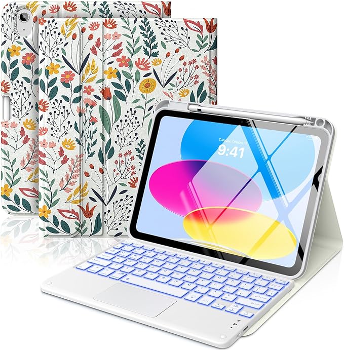 MoKo Touch Keyboard Case for iPad 11th Generation 11 inch 2025, iPad 10th by MoKo