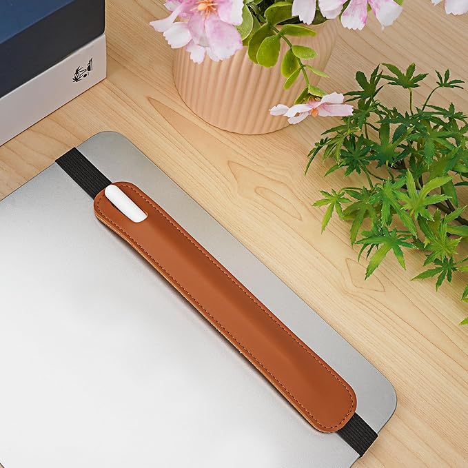 Vegan Leather Elastic Band Stylus Holder, Capacitive Pen Case - Image 4