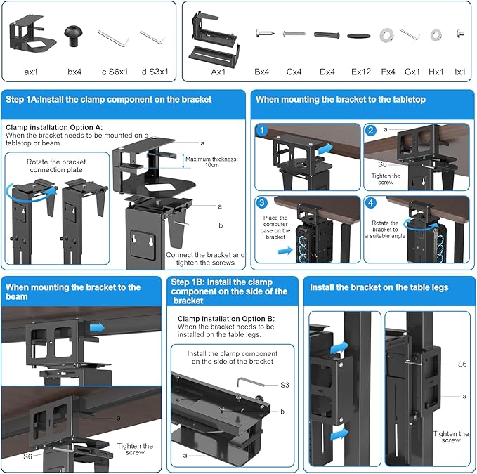 Suptek Clamp-on Desk or Desk Leg PC Mount, Adjustable Height and Width - Image 9