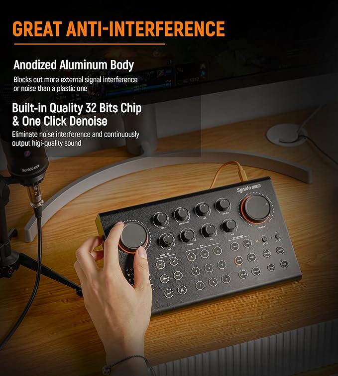 Synido Podcast Equipment Sound Card, Audio Interface Mixer - Image 2