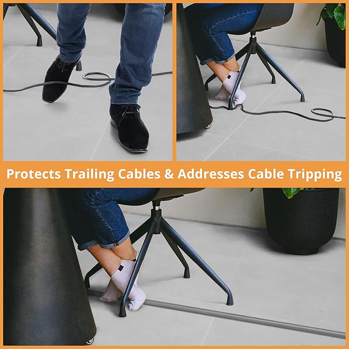 12ft Cord Cover Floor for Extension Cords, Self-Adhesive Floor Cable Cover to - Image 3