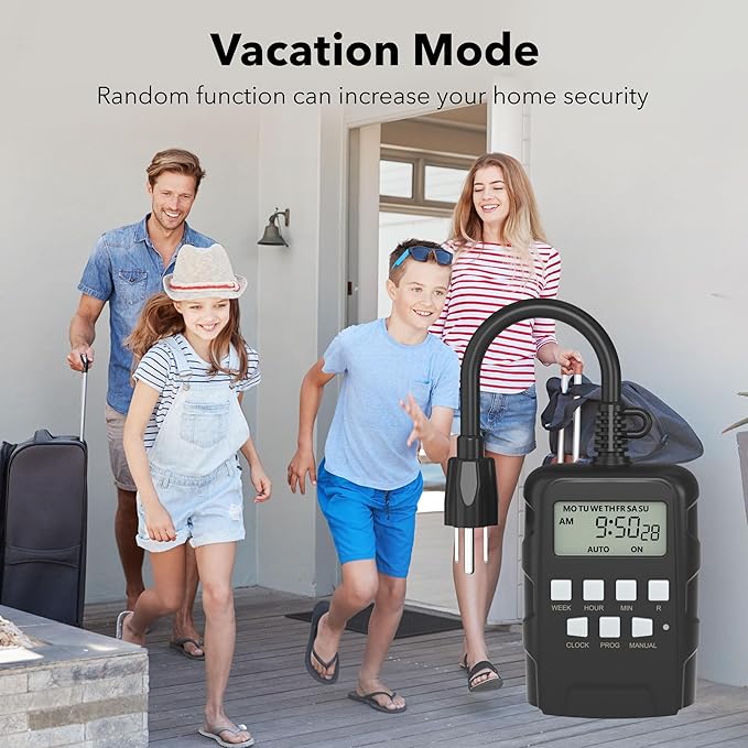 BN-LINK 7 Day Outdoor Heavy Duty Digital Programmable Timer, Dual Outlet - Image 6