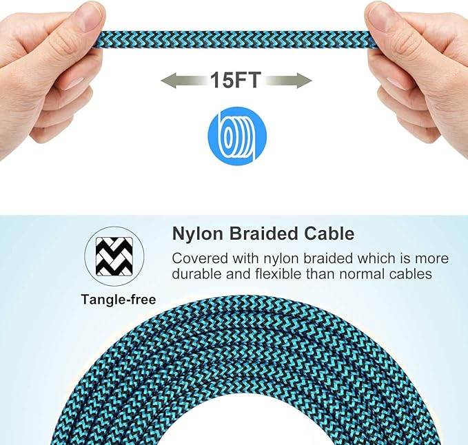 RoFI Micro USB Cable 15ft with 3A Fast Charging, Extra Long and Extremely - Image 3