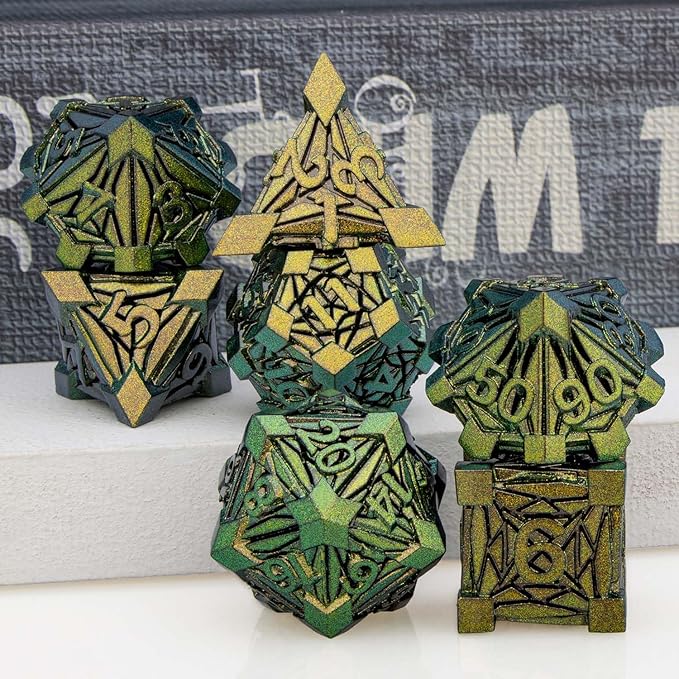 7PCS Metal DND Dice Set with Box, Debris RPG D and D Dice - Image 5