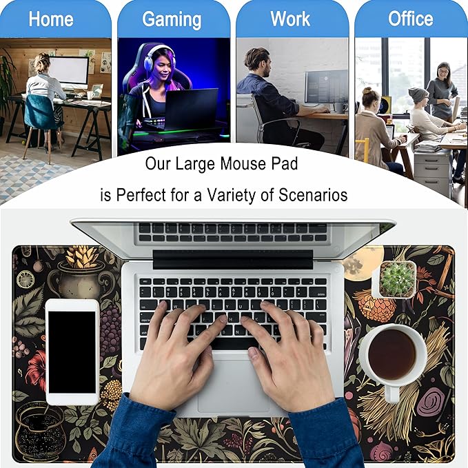 Desk Mat Botanical Witchery Mouse Pad Gaming Mat Dark Keyboard Mat, Long Mouse - Image 6