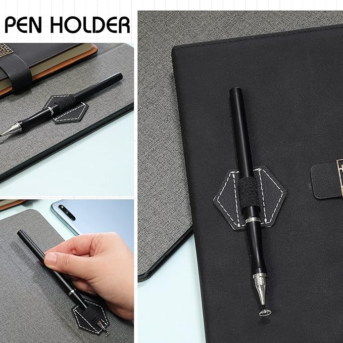 Pajean 10 Pieces Notebook Pen Loop Holder Self Adhesive Leather Pen Holder - Image 5