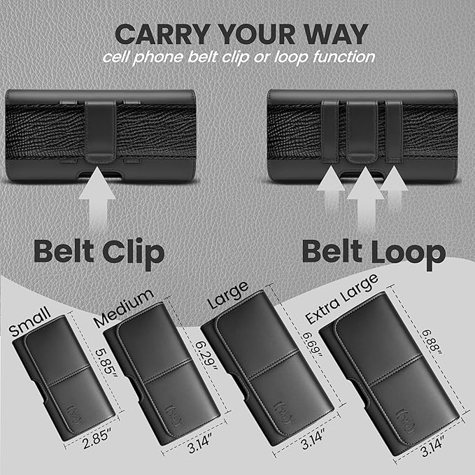 Leather Phone Holster for Men, Horizontal Cell Phone Case, Fits iPhone 17/17 - Image 4