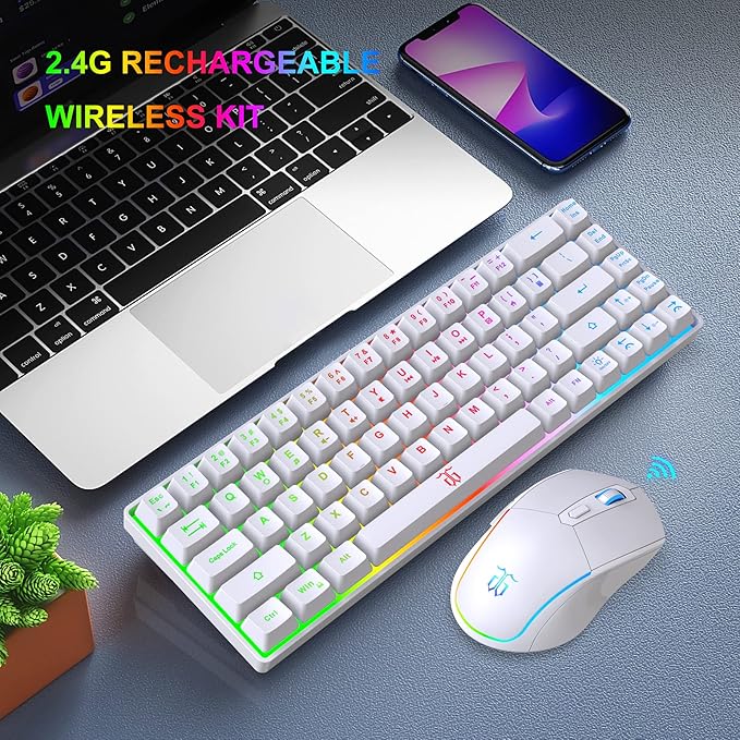 Snpurdiri 60% Wireless Gaming Keyboard and Mouse Combo, LED Backlit - Image 7