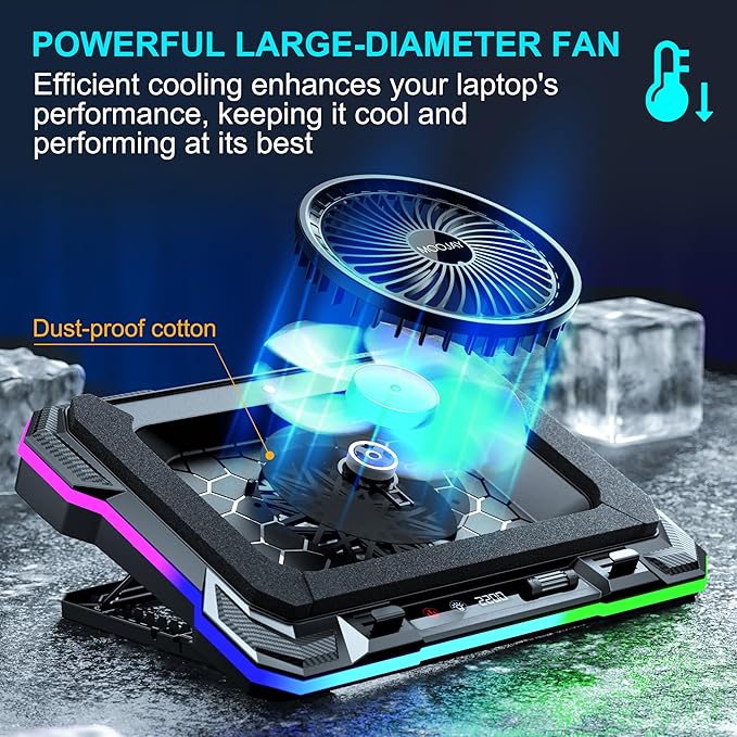 Laptop Cooling Pad Powerful Turbo Fan RGB Gaming Notebook Cooler, Moojay Laptop - Image 2