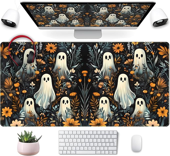 Retro Gothic Kawaii Desk Mat Cute Dark Academia Desk Pad Large Floral Mouse Pad by Mechanical+Cattle