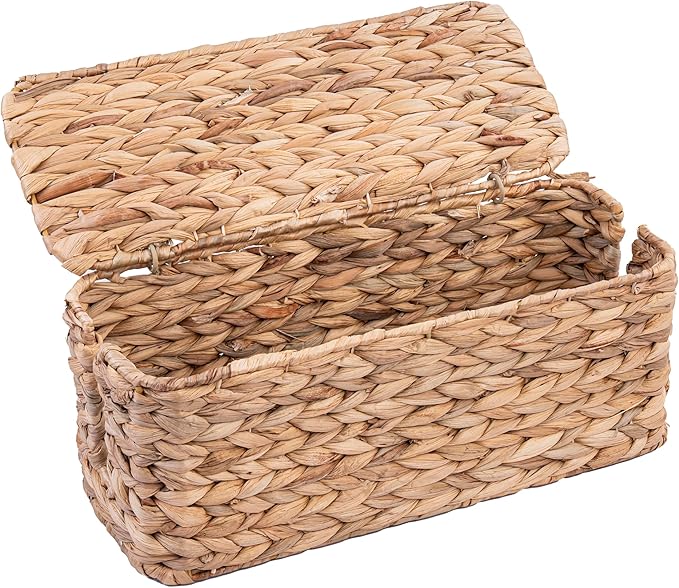 PEMAR Natural Wicker Cable Management Box, Cable Organizer, 2 Open Slots by PEMAR