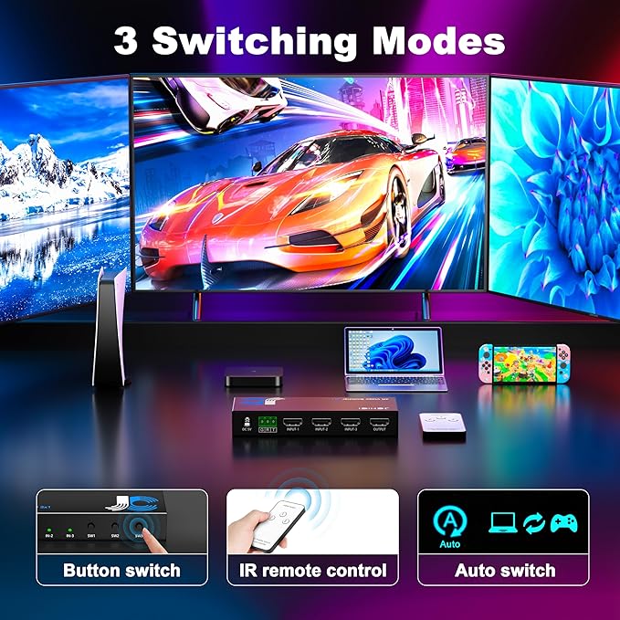 HDMI Switch 3 in 1 Out 4K@60Hz, 3 Ports HDMI Switcher Selector - Image 3