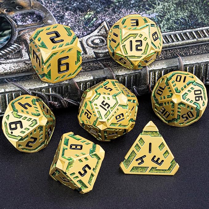 Metal DND Sci-fi Dice Set 7PCS Stripe Polyhedral Dice - Image 7