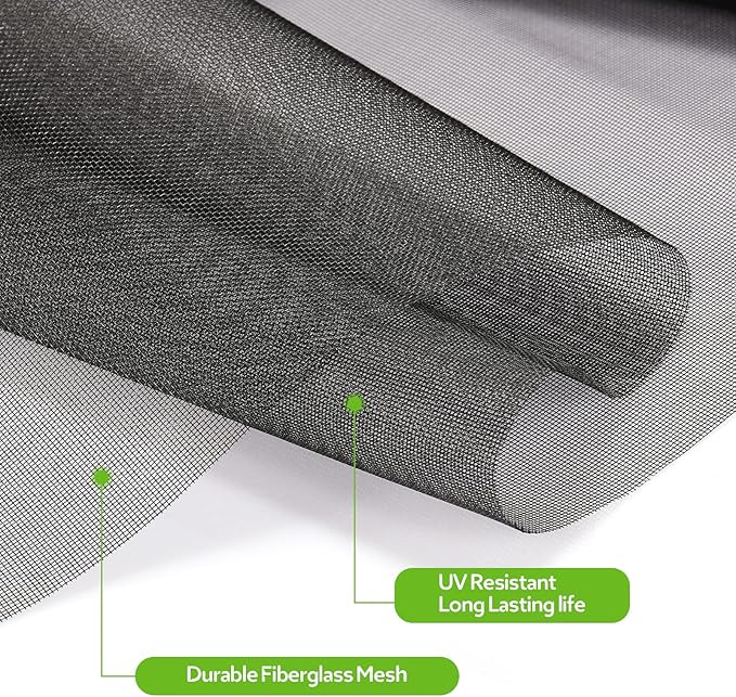 FLYZZZ Window Screen Door Repair Kit, 59‘’X118‘’ Fiberglass Mesh Replacement - Image 3