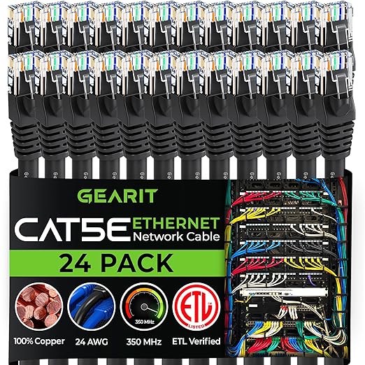GEARIT 24-Pack, Cat5e Ethernet Patch Cable 6 Feet by GEARit