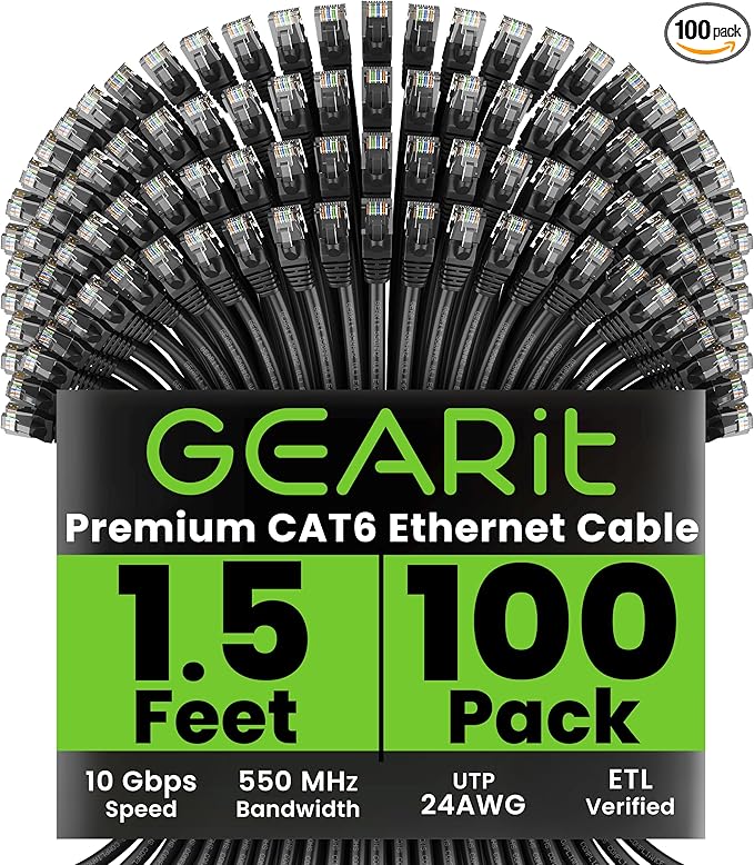 GEARit Cat 6 Ethernet Cable Cat6 Network Patch, Snagless Cord, Internet by GEARit