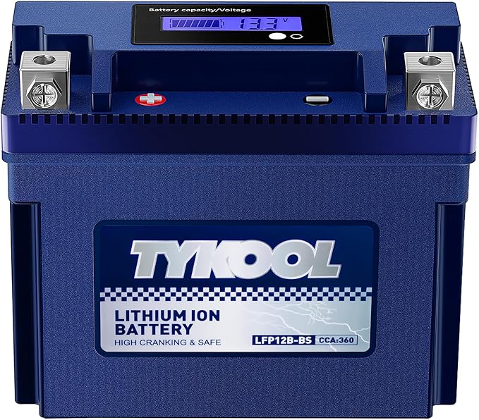 TYKOOL YT12B-BS, 3X Cranking Amps, Lithium LiFePO4 Motorcycle Battery, 12V 6Ah by TYKOOL