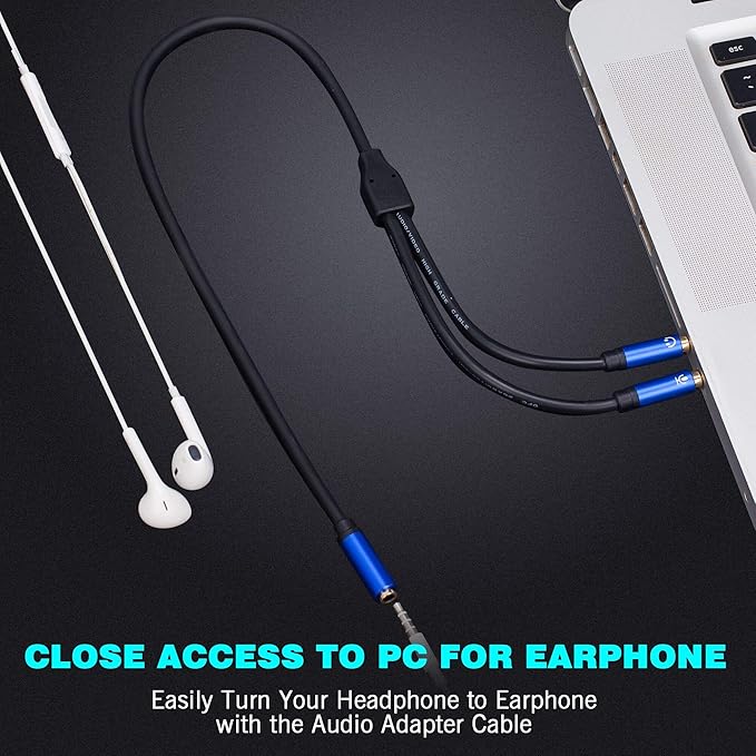 Tan QY Headphone Splitter 1Ft, 3.5mm Female to 2 Dual 3.5mm Male Headphone Mic - Image 5