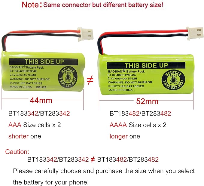 2.4V 400mAh Cordless Home Phone Battery - Image 4