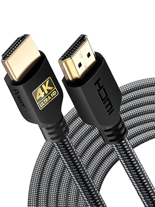PowerBear 4K HDMI Cable 25 ft High Speed, Braided Nylon & Gold Connectors by PowerBear
